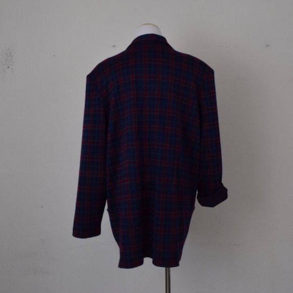 Vintage 80s Purple Plaid/Polyester Women Blazer by Cricket Lane - Picture 4 of 9